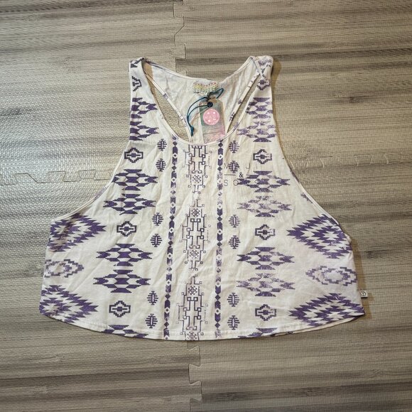 NWT Maui And Sons Women's Cali Roots Cropped Tank In Aztec Print - Picture 1 of 3